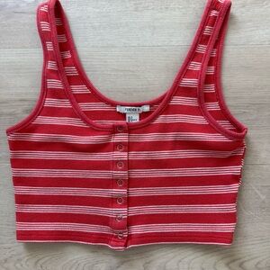 Forever 21 Red Striped Women's Cropped Tank Top
